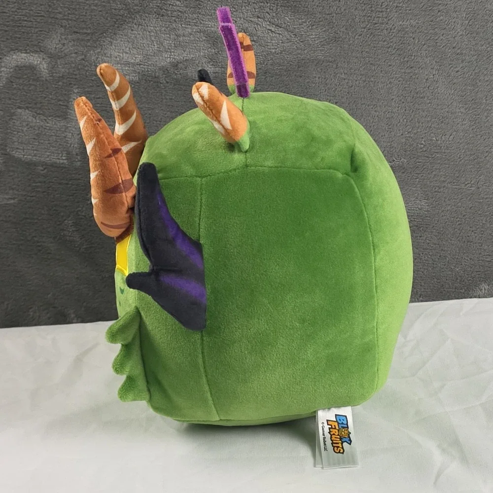 Roblox Blox Fruits Dragon Fruit Plush Green Square Stuffed Toy Game Collectible